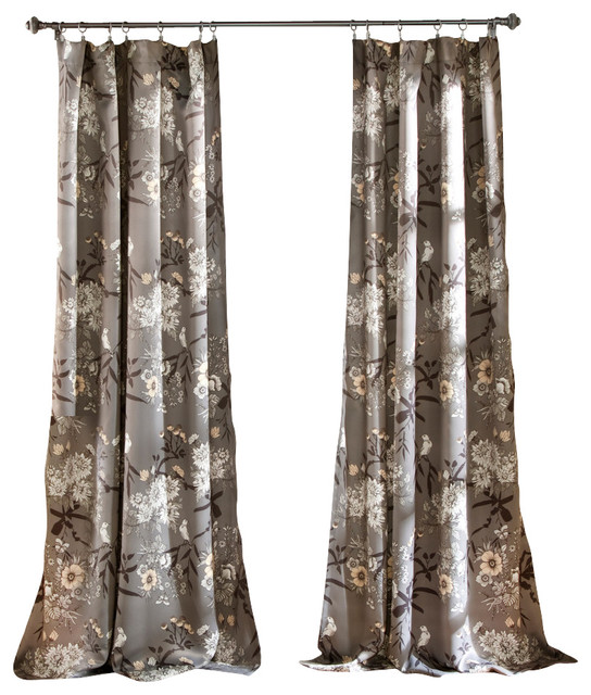 Botanical Garden Window Panel Set Traditional Curtains By Lush Botanical Garden Window Panel Set Gray