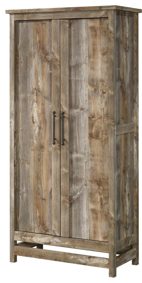 Cedar Finish Rustic Storage Cabinet, 2 Large Doors, 6 Adjustable ...