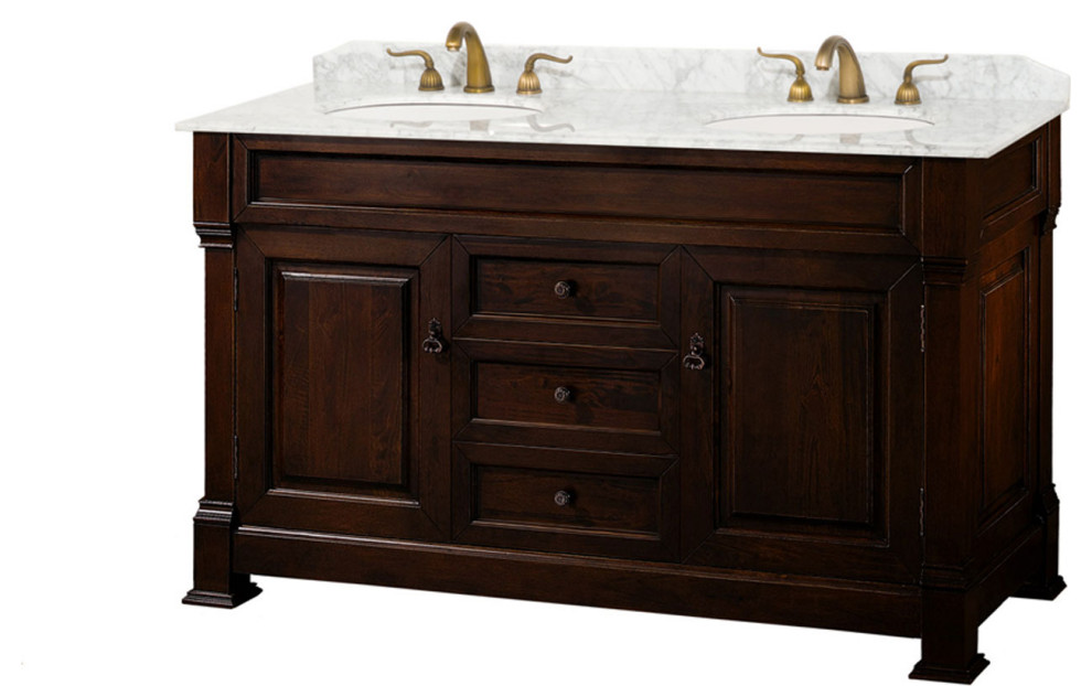60 Inch Double Bathroom Vanity in Dark Cherry - Traditional - Bathroom ...