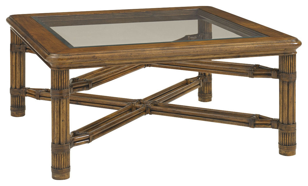 Tommy Bahama Bali Hai Capri Square Coffee Table, Warm Brown Tropical