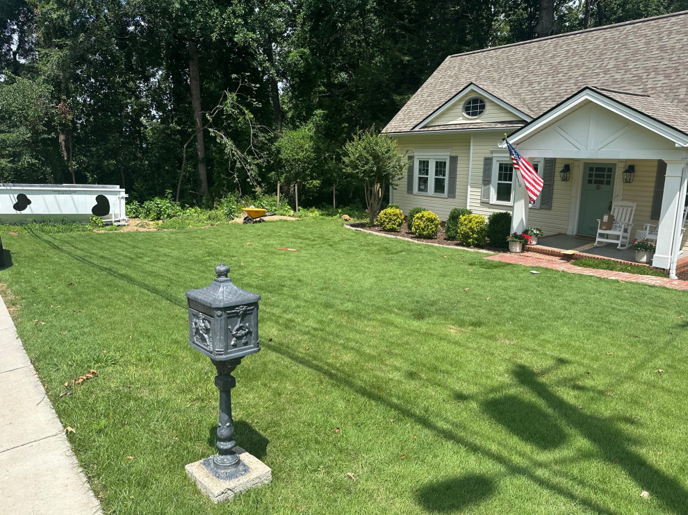 New Garage Foundation, Concrete Driveway & Brick Border Sidewalk