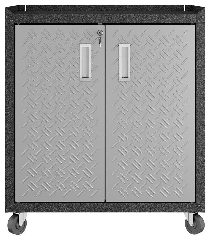 Fortress Textured Metal 31.5" Garage Mobile Cabinet With 2 Adjustable Shelves