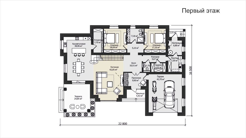 Проект дома в стиле Райта