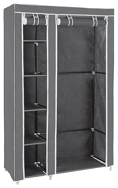 Clevr Portable Closet Storage Organizer Wardrobe Clothes Rack Clevr Portable Closet Storage Organizer Wardrobe Clothes Rack Shelves Gray 69 Contemporary Organizers By Crosslinks