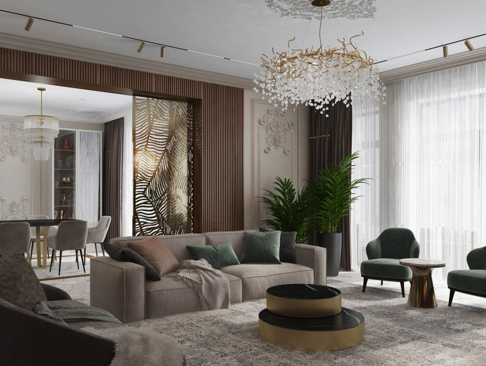 Дизайн-проект  1 этажа в загородном доме