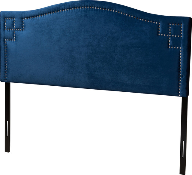 Modern & Contemporary Royal Blue Velvet Fabric Upholstered Queen Size