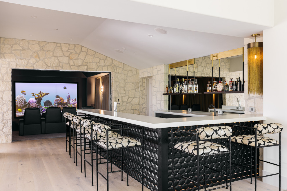 Photo of a contemporary home bar in San Diego.