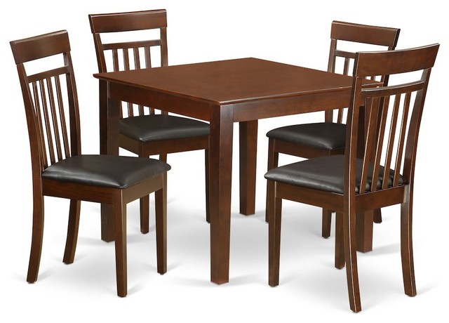 5 Piece Kitchen Table Set With A Dining Table And 4 Kitchen Chairs Mahogany