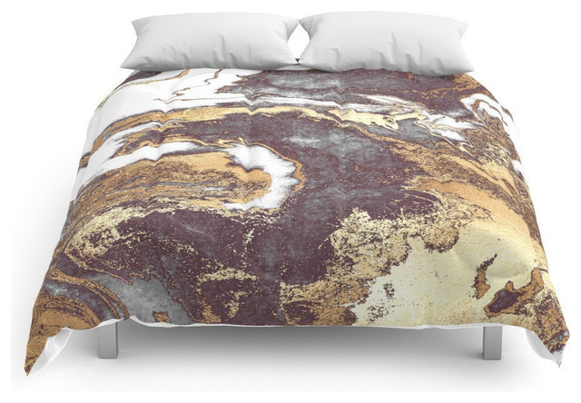 Black White Gold Comforter Contemporary Comforters And