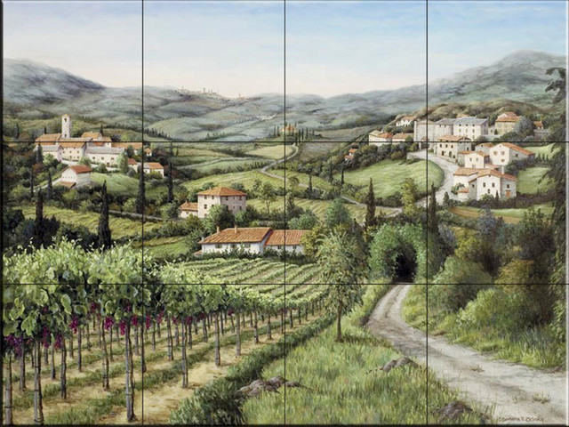 Tile Mural, Tuscany Dreams by Barbara Felisky, 21.25