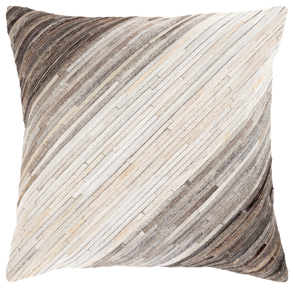 Zander Pillow, Ivory/Dark Brown, 20"x20", Cover Only
