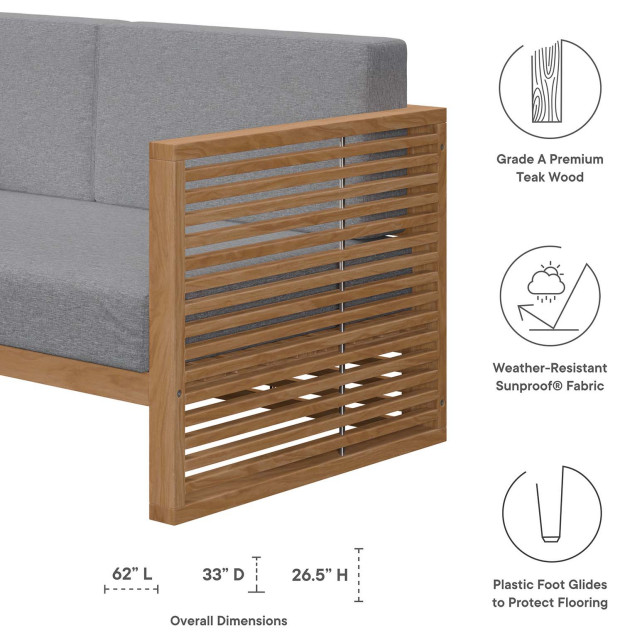 MODWAY Marina Outdoor Patio Teak Rectanglular Coffee Table - Natural