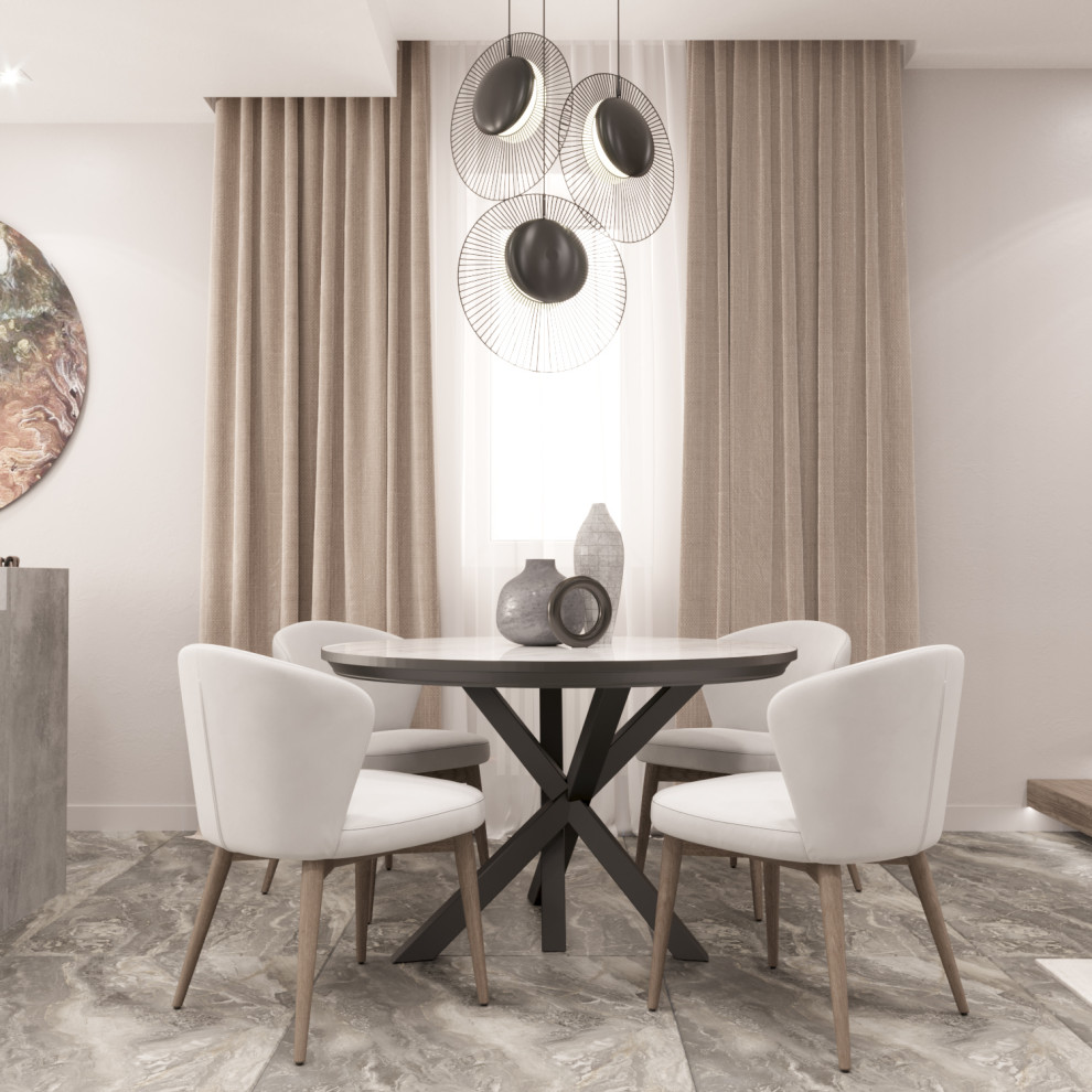 Кухня-гостиная в мягких оттенках