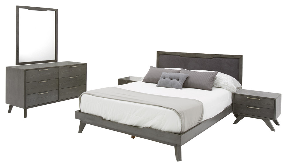 Nova Domus Soria Modern Gray Wash Bedroom Set, Queen Midcentury
