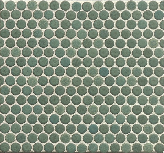 3/4" Penny Rounds Mosaic, 12"x12" Sheet, Silver Sage