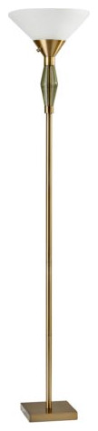 71" Brass Led Torchiere Floor Lamp With White Solid Color Cone Shade