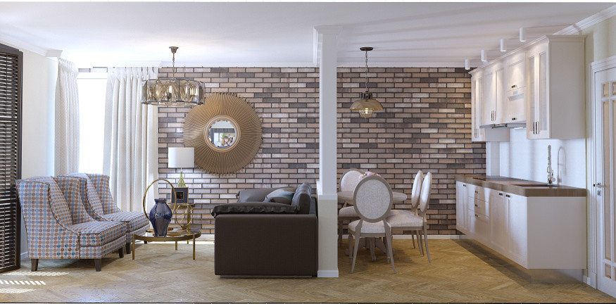 гостиная-кухня-столовая