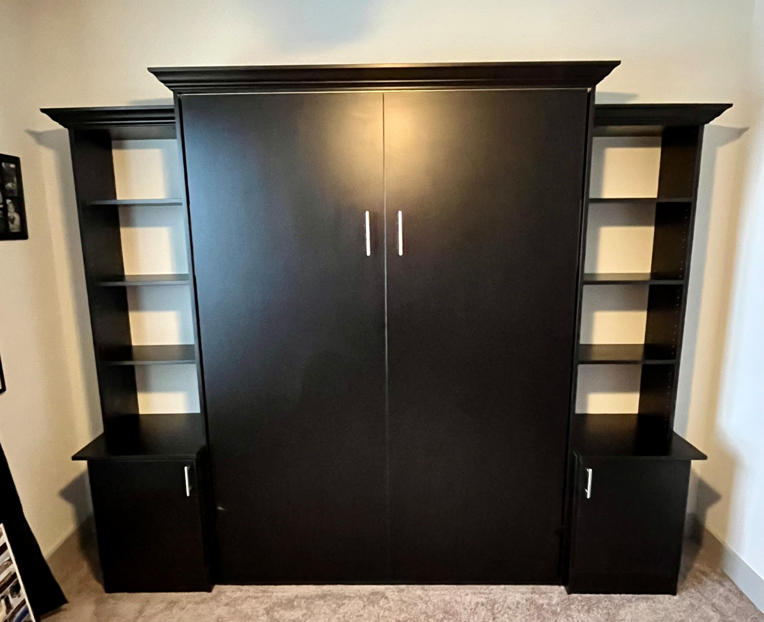 Murphy Bed with Shelving on Either Side