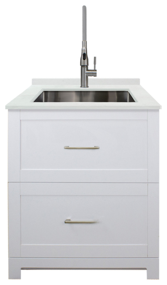 Transolid 29"x25.5" Quartz Laundry Sink and with Faucet, Matte