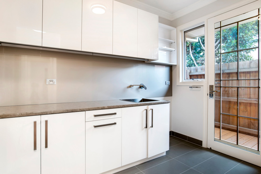 Design ideas for a contemporary laundry room in Melbourne.