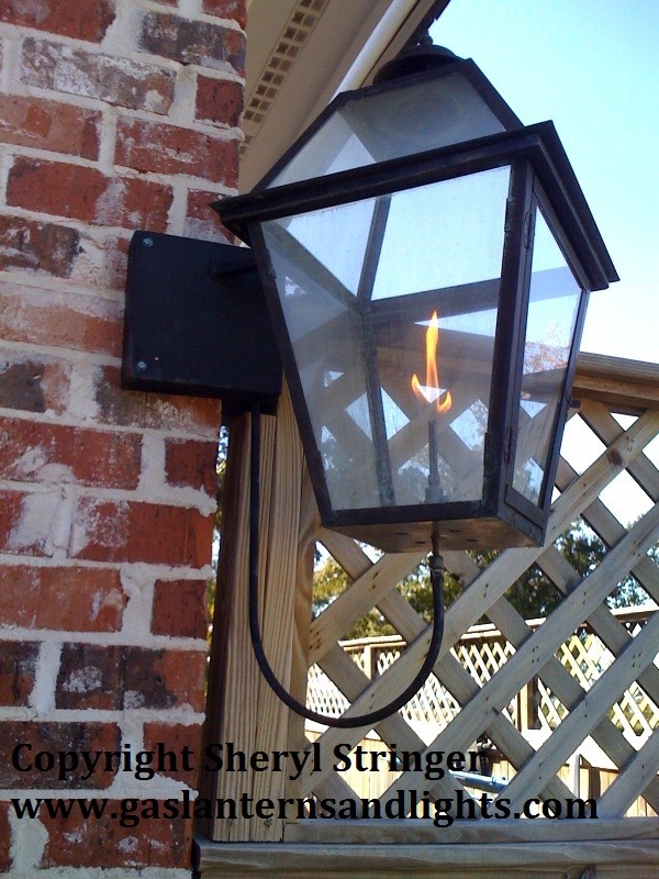 Sheryl's Style 1 Gas Lantern with Glass Top on Corner Bracket