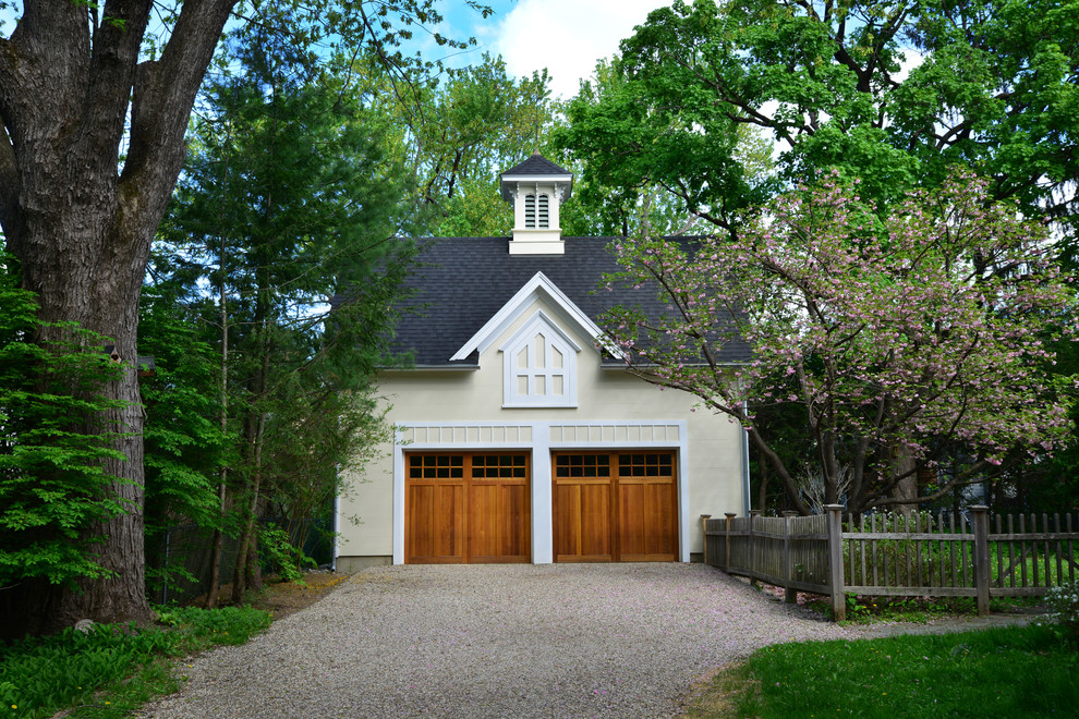 Inspiration for a traditional detached two-car garage in Boston.