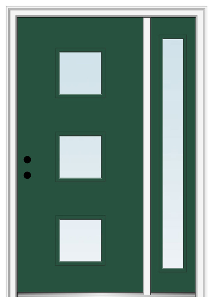 53"x81.75" 3Lite Square Clear LeftHand Inswing Fiberglass Door With