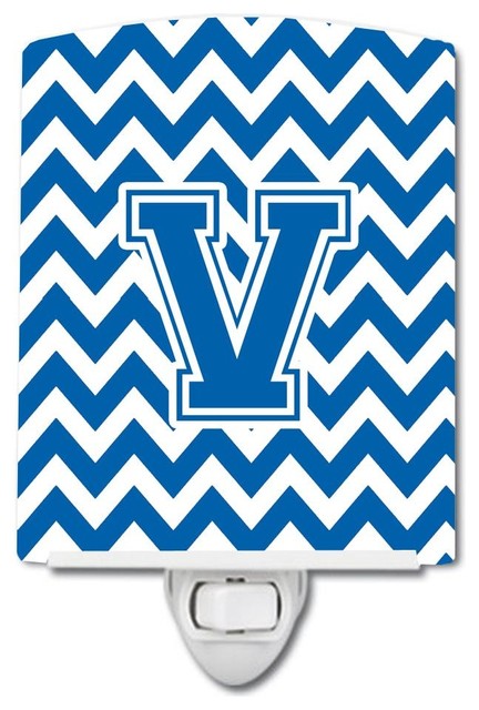 Letter V Chevron Blue And White Ceramic Night Light Contemporary Night Lights By The Store Houzz Letter V Chevron Blue And White Ceramic Night Light Contemporary Night Lights By The Store Houzz