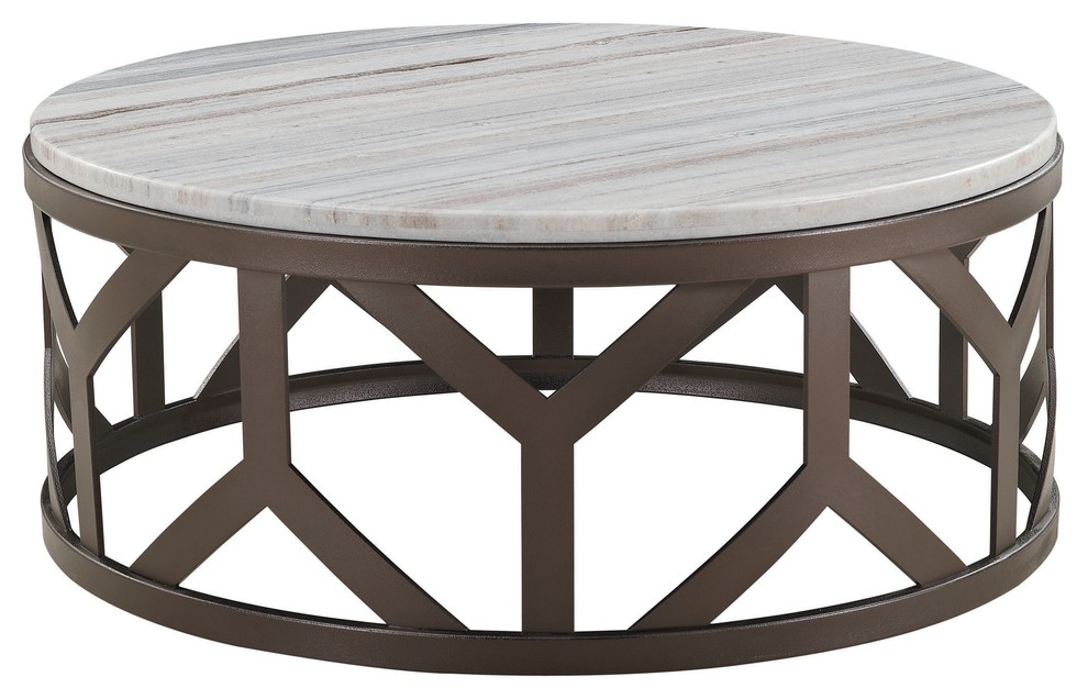 Uttermost Taja 42 W Washed Dark Walnut Round Coffee Table Coffee