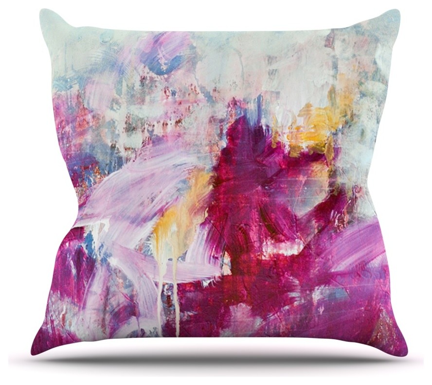 Iris Lehnhardt "Magenta" Pink Paint Throw Pillow, Outdoor, 26"x26"