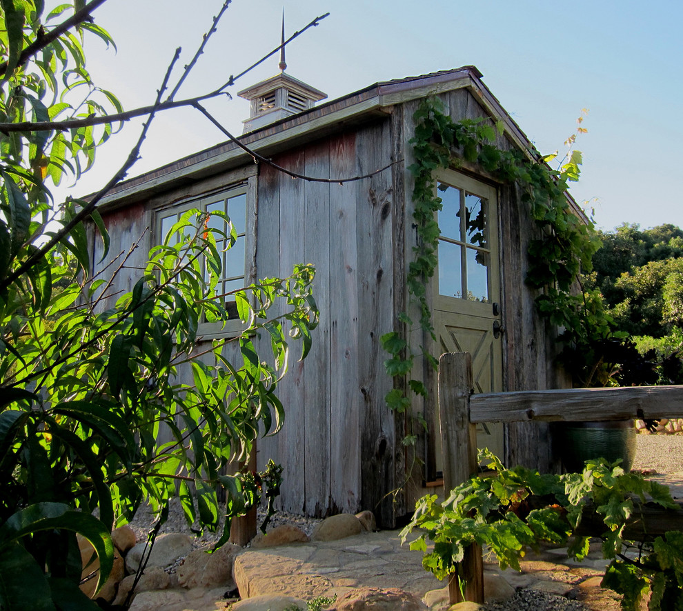 Inspiration for a small country detached garden shed in Santa Barbara.