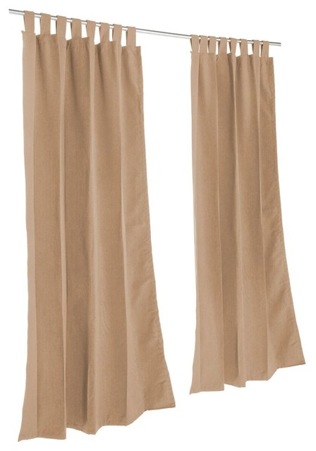 Canvas Cocoa Sunbrella Outdoor Single Panel Curtain With Tabs