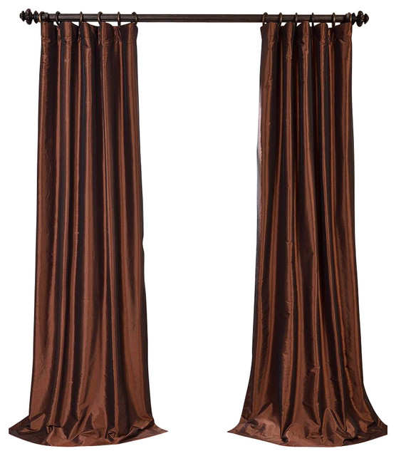 Copper Brown Blackout Fauxsilk Taffeta Curtain Single Panel Copper Brown Blackout Faux Silk Taffeta Curtain Single Panel