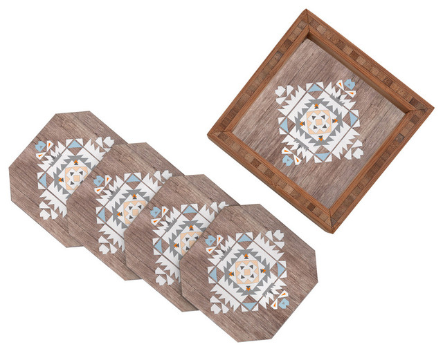 Deny Designs Iveta Abolina Cream Tribal Coasters Set of 4