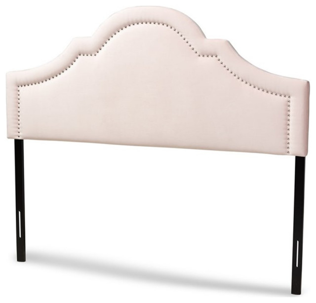 Bowery Hill Modern Velvet/Wood Full Headboard with Adjustable Legs in