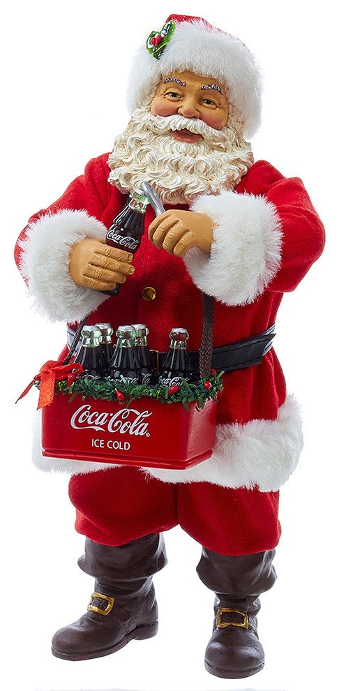 Kurt Adler Decorazione Natalizia Da Tavolo – Babbo Natale Con Coca-Cola 25,4 Cm – Ufficiale Con Licenza