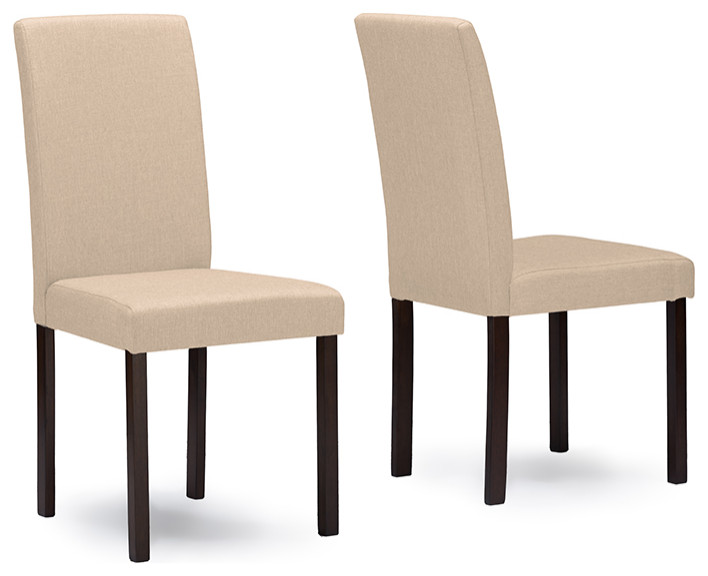 Andrew Contemporary Espresso Wood Beige Fabric Dining Chair, Set of 4