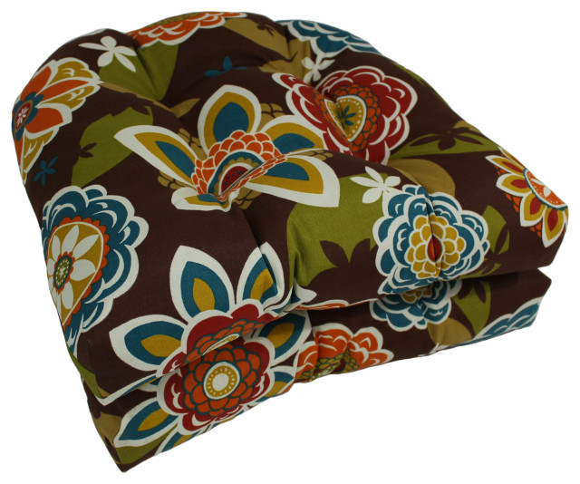 19" UShaped Patterned Tufted Dining Chair Cushions, Set of 2, Annie