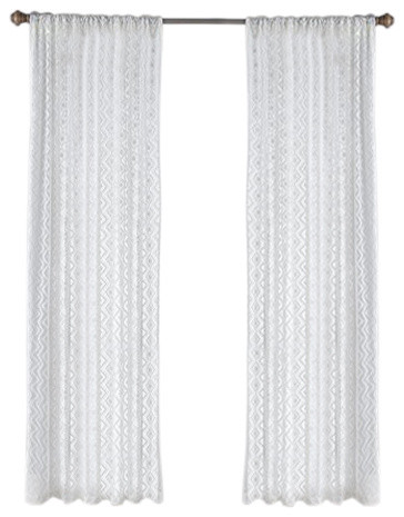 Lace Curtain Panels Set Of 2 (Each 54X84), Sheer Diamond