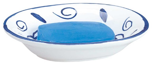 Bathroom Soap Dishes Blue/White Neptune Ceramic Dish |