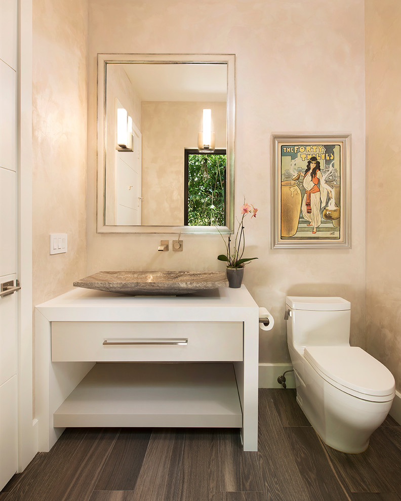 Example of a transitional bathroom design in Miami