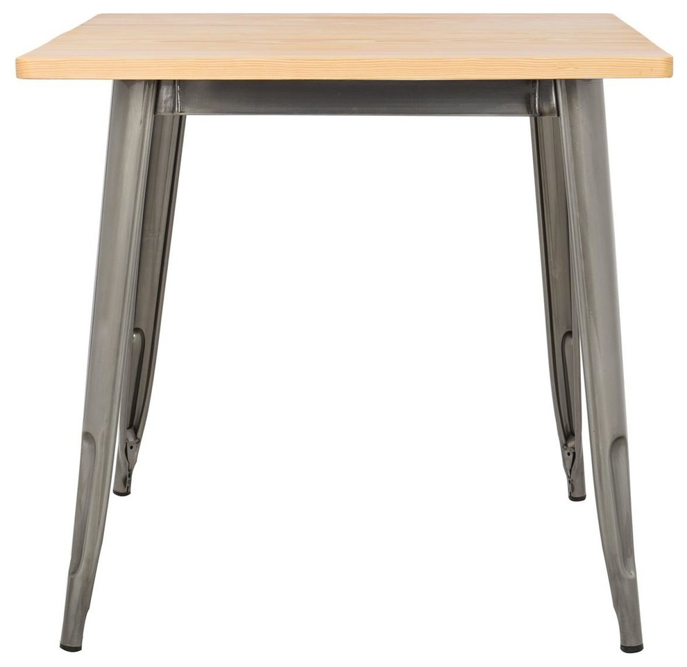 LIX Brushed Steel and Wood Dining Table Industrial Dining Tables