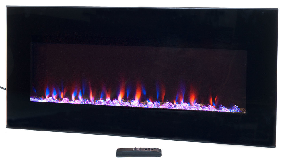 Wall-Mounted Electric Fireplace With Remote, LED Fire and Ice Flame, 36"