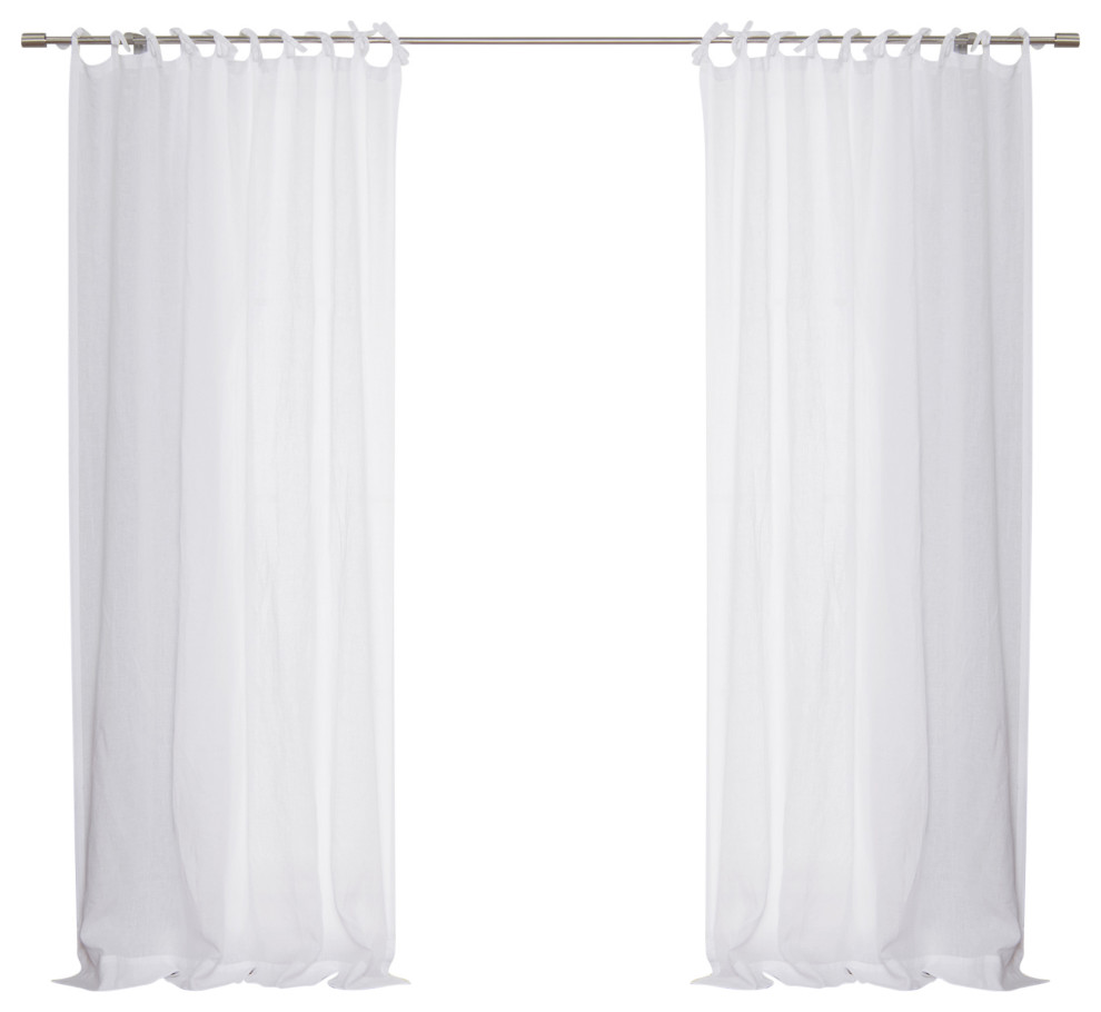 French Linen Tie Top Curtain Traditional Curtains by Best Home