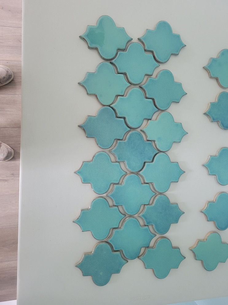 Small Bathroom Remodel with Aqua Tiles