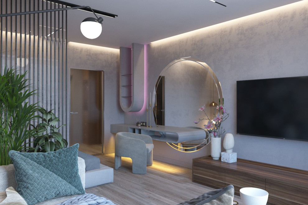 Дизайн интерьера в ЖК Фамилия. Гостиная-Спальня