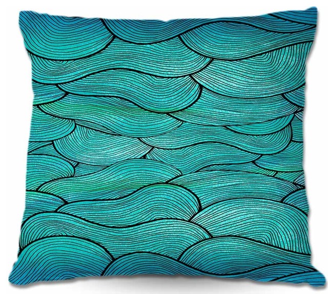 Sea Waves Pattern Outdoor Pillow, 20"x20"
