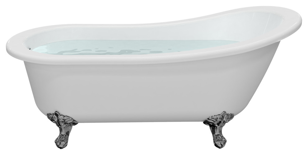 HEATGENE Acrylic Freestanding Bathtub Vintage Bathtub Contemporary, 55 Inches