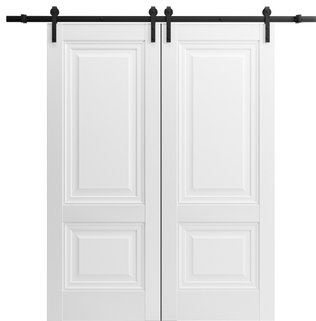 Double Barn Door &, Lucia 8831 White Silk, 13', 36"x80" (2* 18x80