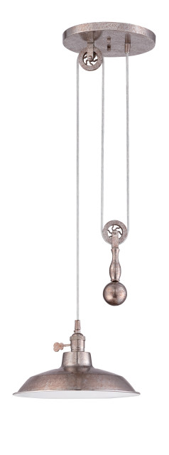 1 Light Pulley Pendant In Tarnished Silver (P400-TS)